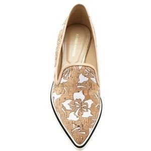 Nicholas Kirkwood floral motif slip on sneakers flats loafers cork canvas sz 37